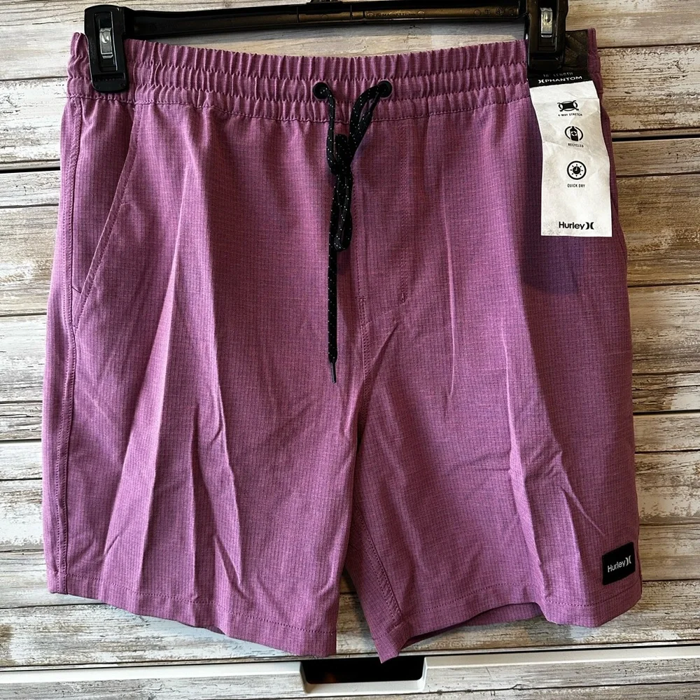 🟣 Hurley Phantom Shorts Purple 32 NWT Boardshorts Stretch